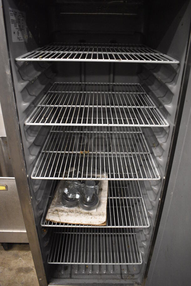 2011 McCall Model MCCR25-S Stainless Steel Commercial Single Door Reach In Cooler w/ Poly Coated Racks. Comes w/ Commercial Casters. 115 Volts, 1 Phase. 25x32x75. Tested and Working! - Image 4 of 6