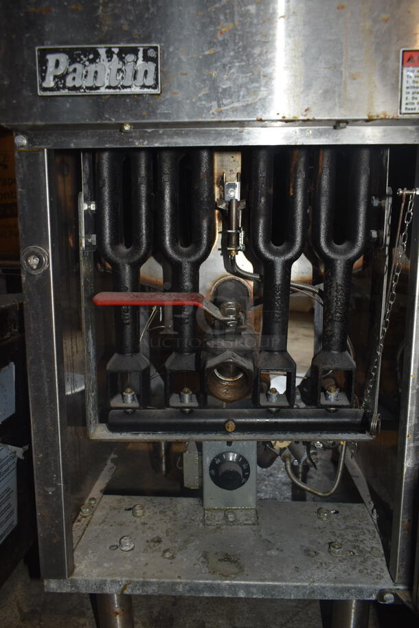 Pantin Stainless Steel Commercial Floor Style Natural Gas Powered Deep Fat Fryer w/ 2 Metal Fry Baskets.  - Image 5 of 6