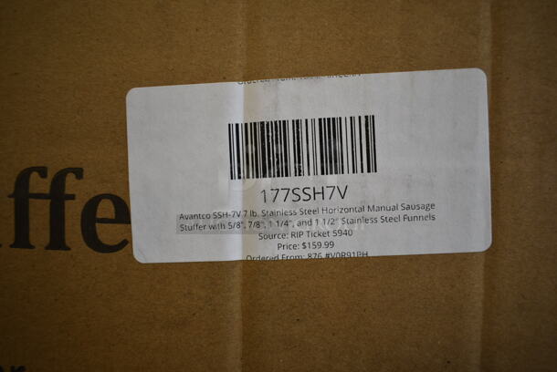 BRAND NEW SCRATCH AND DENT! Avantco 177SSH7V Stainless Steel Commercial Countertop Horizontal Manual Sausage Suffer.  - Image 11 of 11