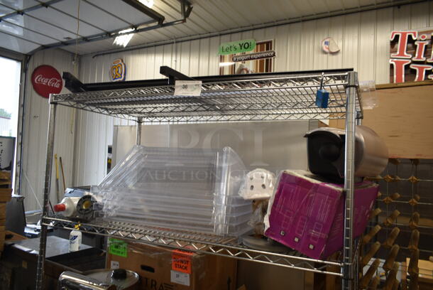 ALL ONE MONEY! Two Tier Lot of Various Items Including Poly Hot Dog Roller Dome Covers and Bar Topping Rail.