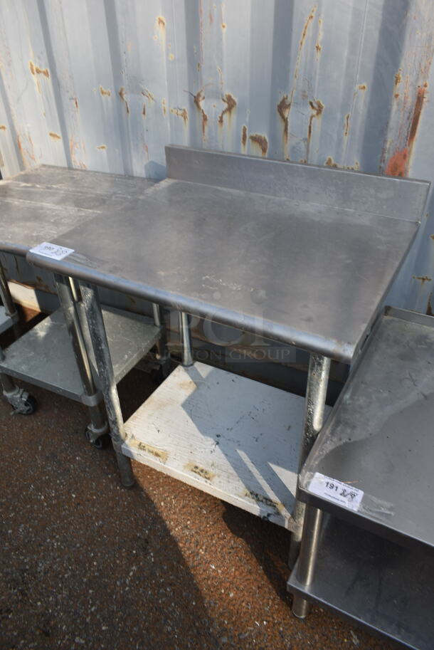 Stainless Steel Commercial Table w/ Back Splash and Under Shelf. - Image 1 of 4