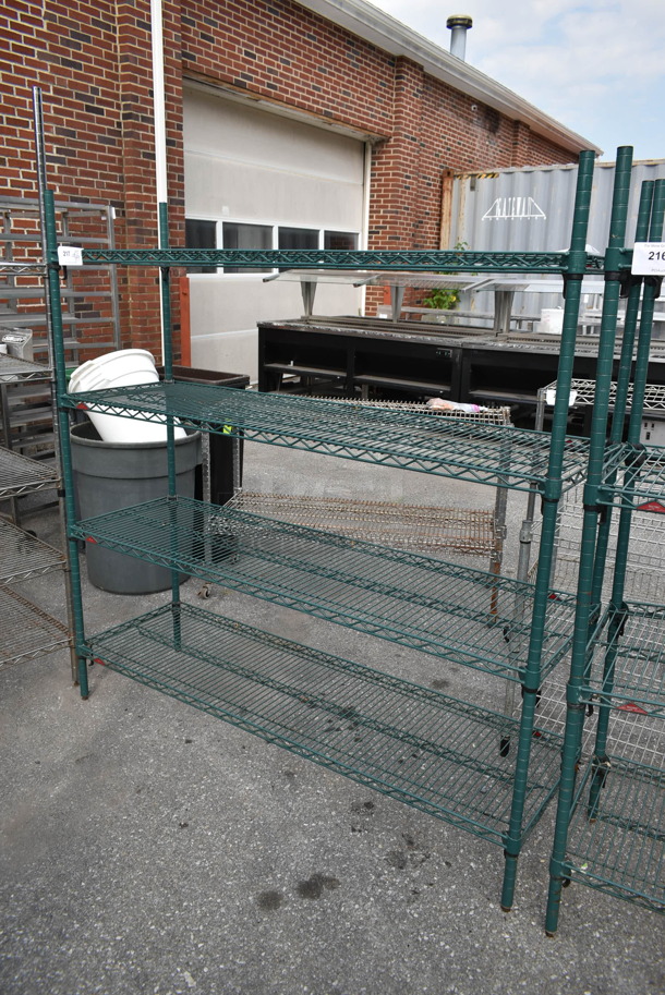 Metro Green Finish 4 Tier Wire Shelving Unit. BUYER MUST DISMANTLE. PCI CANNOT DISMANTLE FOR SHIPPING. PLEASE CONSIDER FREIGHT CHARGES. - Image 2 of 2