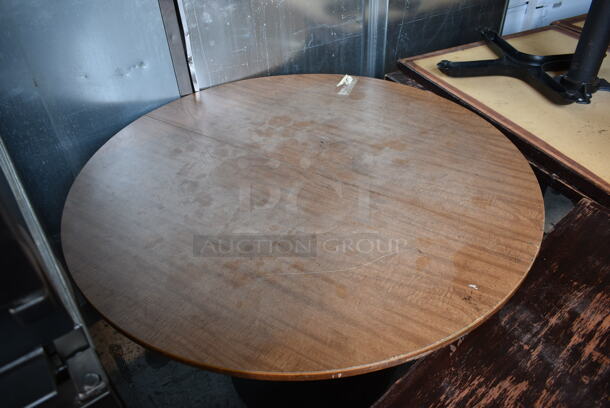 8 Wood Pattern Dining Height Tables on Black Metal Table Base; 1 Round and 7 Rectangular. 8 Times Your Bid! - Image 6 of 8