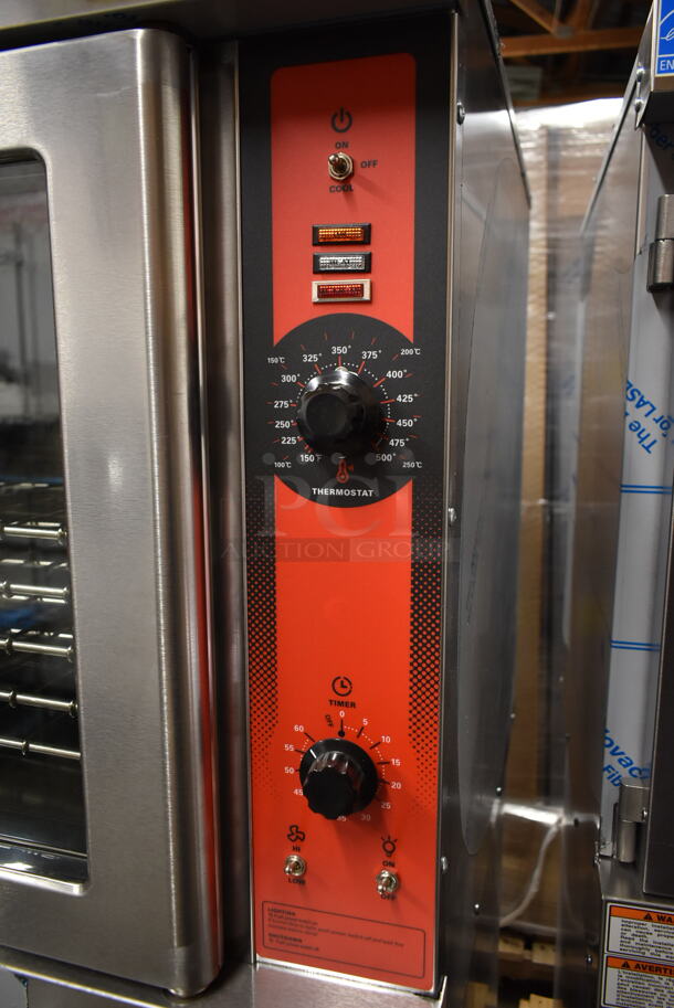 2 BRAND NEW SCRATCH AND DENT! Vulcan VC4GD-11D150K ENERGY STAR Stainless Steel Commercial Gas Powered Full Size Convection Oven w/ View Through Doors, Metal Oven Racks and Thermostatic Controls. 2 Times Your Bid! Tested and Working! - Image 3 of 12