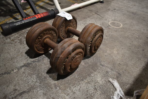 2 Metal 33 Pound Dumbbells. 2 Times Your Bid! - Image 2 of 6