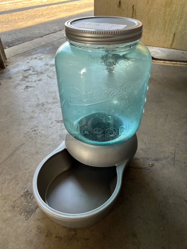 Blue and Gray Poly Dog Water Bowl w/ Jug. 9x16x16 - Image 3 of 4