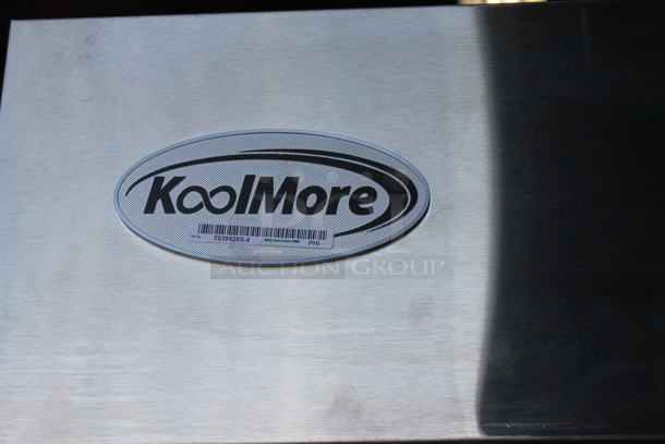 BRAND NEW SCRATCH AND DENT! 2022 KoolMore RIR-2D-SS35C Stainless Steel Commercial 2 Door Reach In Cooler w/ Poly Coated Racks on Commercial Casters. 115 Volts, 1 Phase. Tested and Working! - Image 4 of 9