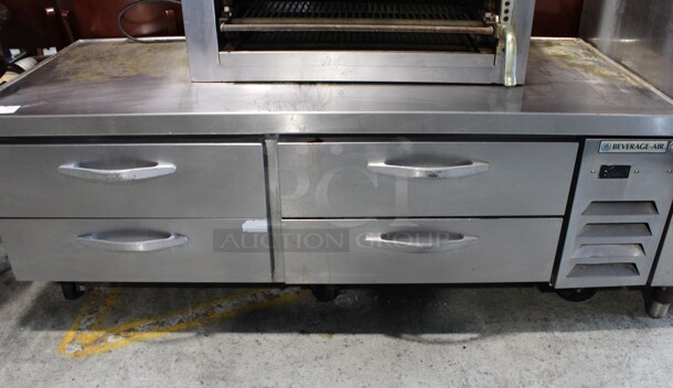 Beverage Air Model WTRCS72-1 Stainless Steel Commercial 4 Drawer Chef Base on Commercial Casters. 115 Volts, 1 Phase. 72x33x27. Tested and Working!