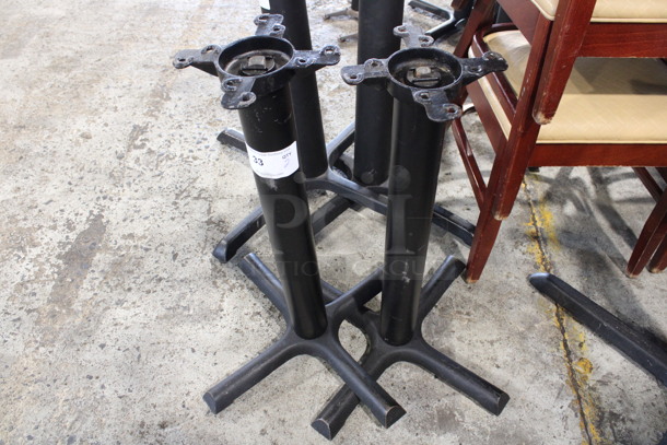 2 Black Metal Table Bases. 21x21x28. 2 Times Your Bid!