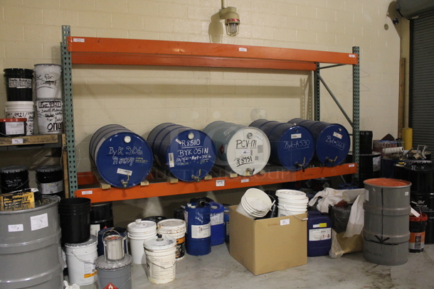 ALL ONE MONEY! Lot of Orange and Green Metal Pallet Racking. Does Not Include Contents. BUYER MUST REMOVE. - Image 1 of 5