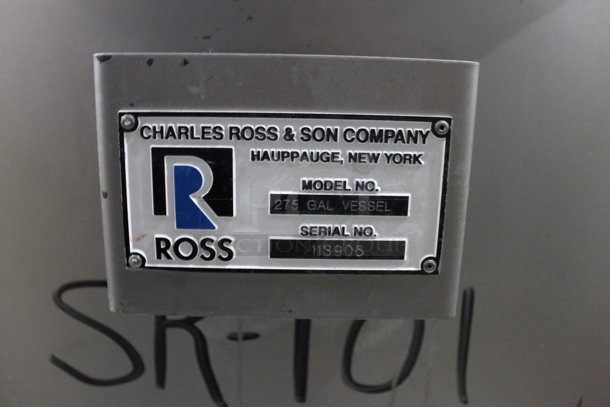2 Charles Ross & Son Metal Commercial Mixing Tanks; 1 Model 275 Gallon Vessel. 2 Times Your Bid! BUYER MUST REMOVE. - Image 10 of 10