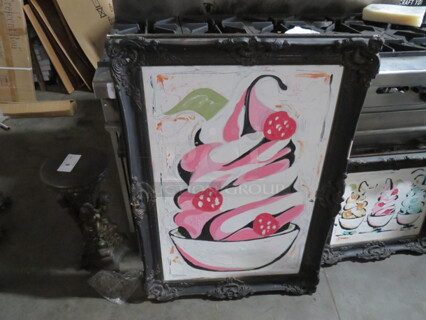One 30X42 Vintage Framed Canvas.