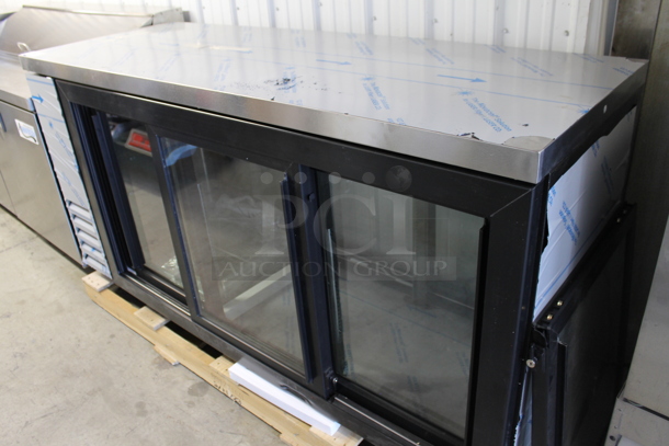 BRAND NEW SCRATCH AND DENT! Beverage Air BB72HC-1-GS-PT-B-27 Stainless Steel Commercial 3 Door Back Bar Cooler Merchandiser. 115 Volts, 1 Phase. Tested and Working! - Image 3 of 5