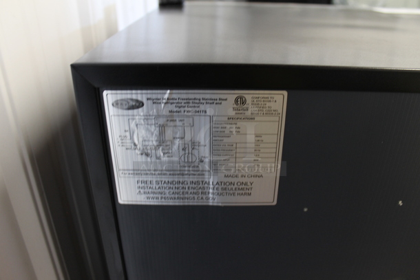 BRAND NEW SCRATCH AND DENT! Whynter FWC-341TS 34 Bottle Freestanding Stainless Steel Wine Refrigerator Merchandiser with Display Shelf and Digital Control. 115 Volts, 1 Phase. Tested and Working! - Image 3 of 3
