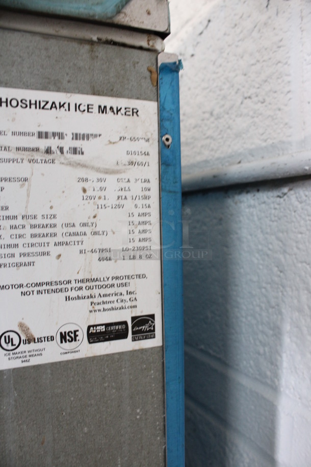 Hoshizaki Model KM-650MAH Stainless Steel Commercial Ice Head. 208-230 Volts, 1 Phase. 22x29x28 - Image 7 of 7