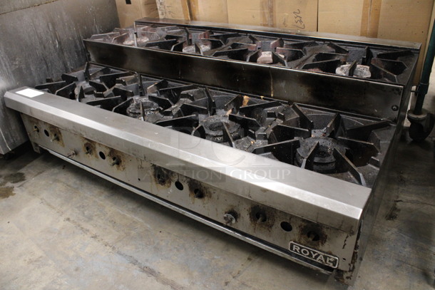 Royal Stainless Steel Commercial Countertop Natural Gas Powered 8 Burner Range. 48x32x17.5
