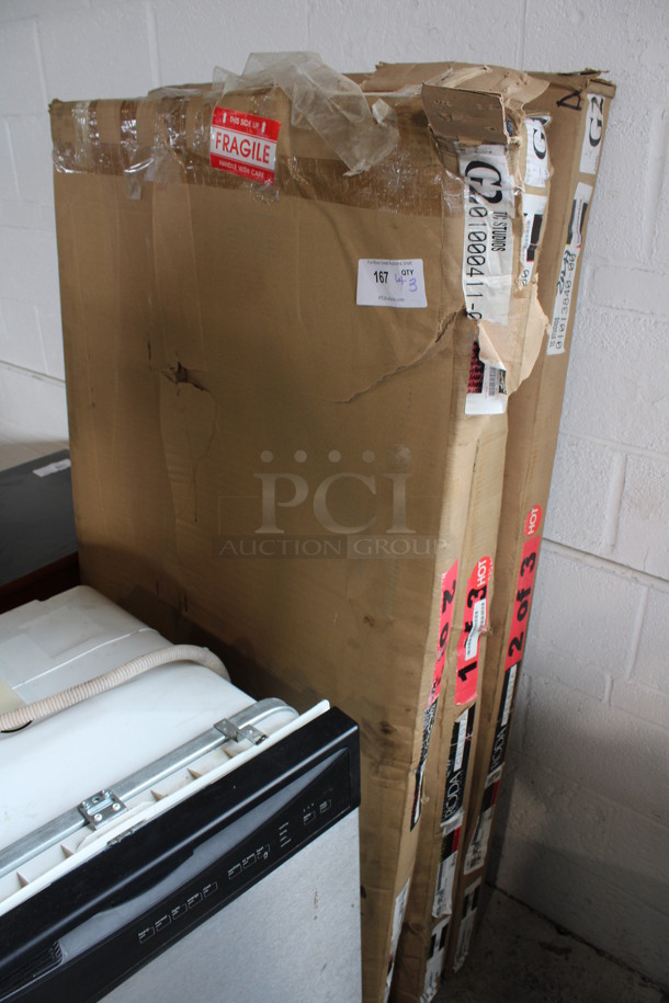 ALL ONE MONEY! Lot of 3 BRAND NEW SCRATCH AND DENT! Pieces; Two 2850-60CLSV Celesta 3/8" Sliding Tub Door and One 2850-60CLBN Celesta 3/8" Sliding Tub Door. - Image 1 of 7