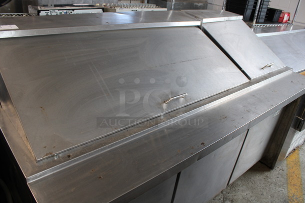 Avantco Model SCLM3 Stainless Steel Commercial Sandwich Salad Prep Table Bain Marie Mega Top on Commercial Casters. 115 Volts, 1 Phase. 70.5x34x46. Tested and Powers On But Temps at 51 Degrees - Image 4 of 10