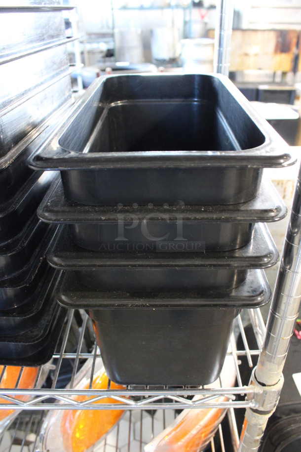 ALL ONE MONEY! Lot of 16 Cambro Black Poly 1/3 Size Drop In Bins. 1/3x6. 
