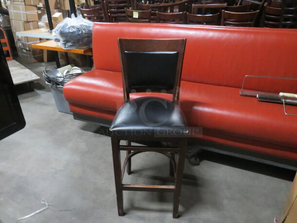 Black Wooden Bar Height Chair With Black Cushioned Seat And Back. 2XBID - Image 1 of 2