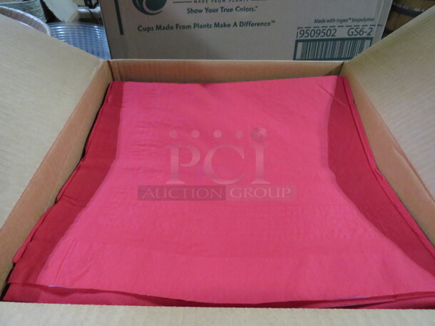 One Lot Of Hoffmaster 54X108 Poly Lined Red Paper Tablecloths.