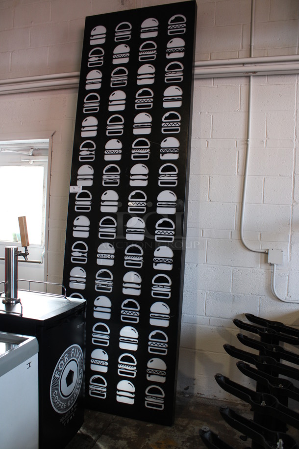 Black and White Burger Sign. 36x3.5x120 - Image 1 of 4