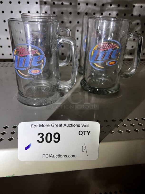 Miller Light Beer Mugs (4)