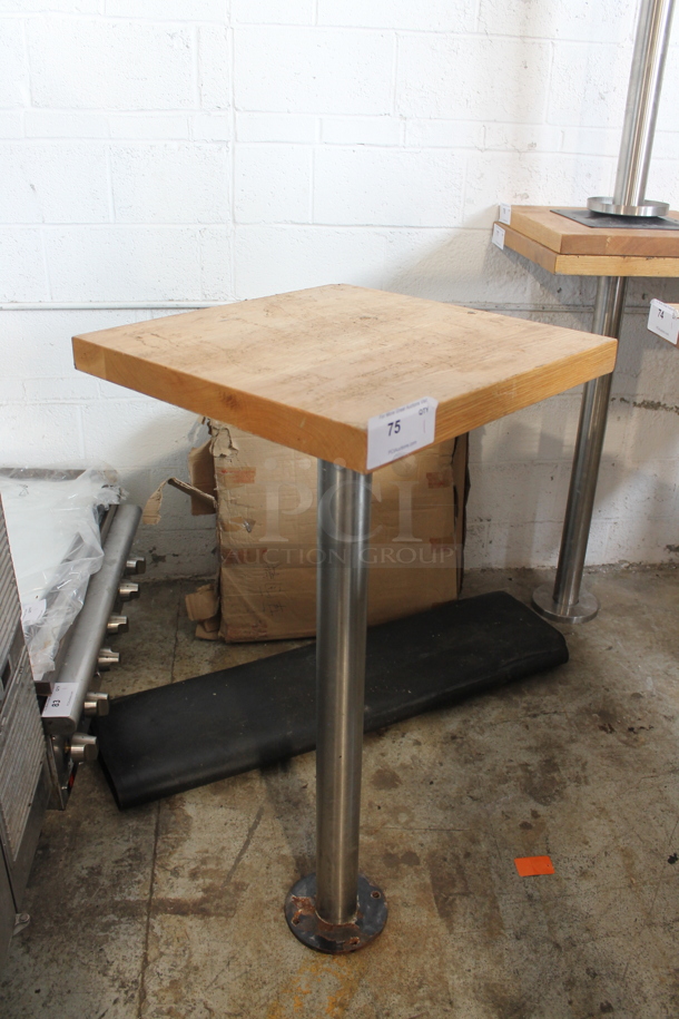 Wooden Butcher Block Bar Height Table on Chrome Finish Metal Base. - Image 2 of 3