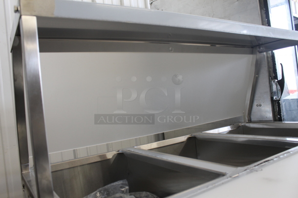 BRAND NEW SCRATCH AND DENT! 2022 ServIt 423EST3WO Stainless Steel Commercial Electric Powered Three Pan Open Well Steam Table with Angled Sneeze Guard and Casters. 120 Volts, 1 Phase. Tested and Working! - Image 11 of 11