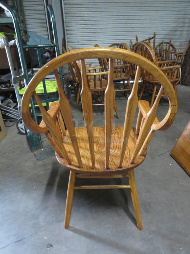 Solid Oak Arm Chair. 4XBID - Image 2 of 2