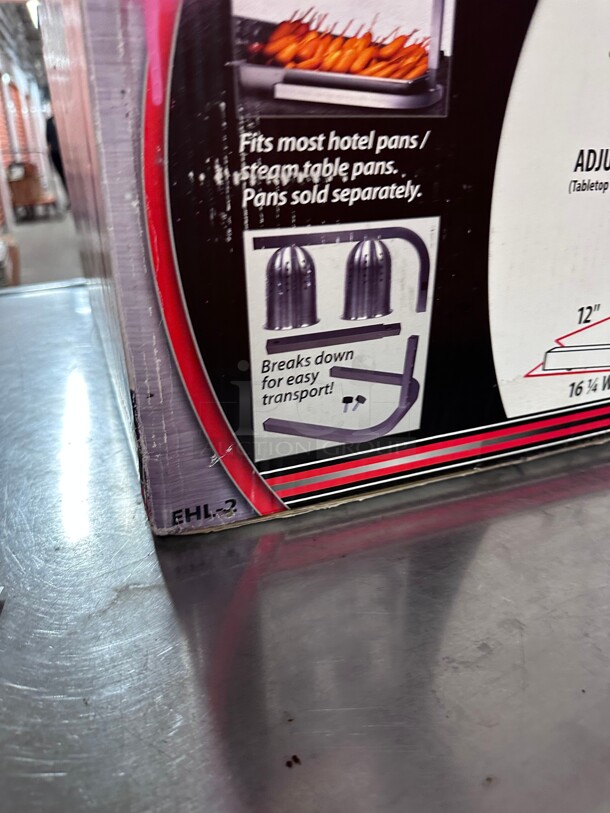 New! Winco EHL-2 2 Bulb INFRA-RED 250 Watts Heat Lamp w/ Adjustable Arm, Aluminum, 120v NSF  - Image 6 of 7