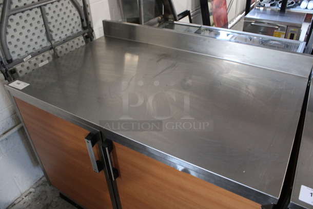 Duke Model RUF-48M Stainless Steel Commercial 2 Door Work Top Cooler w/ Poly Coated Racks and Wood Pattern Doors. 120 Volts, 1 Phase. 48x30x40. Tested and Working! - Image 3 of 7