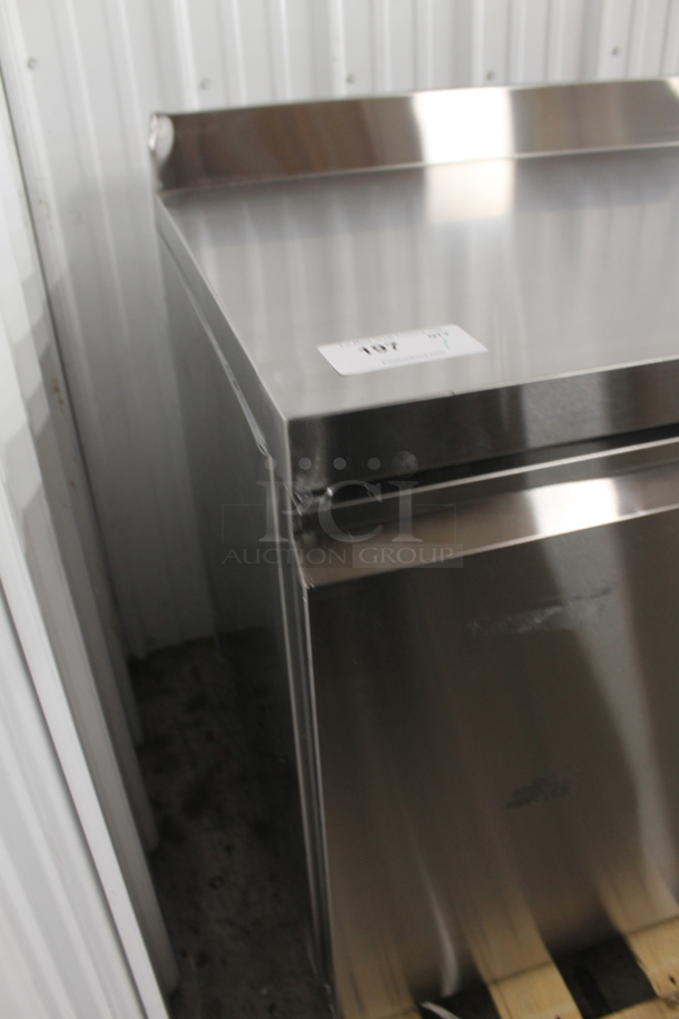 BRAND NEW SCRATCH AND DENT!  Avantco 178SSWT60FHC Commercial Stainless Steel Two Door Worktop Freezer With Backsplash, Polycoated Racks And Commercial Casters. 115V. Tested and Working! - Image 3 of 8