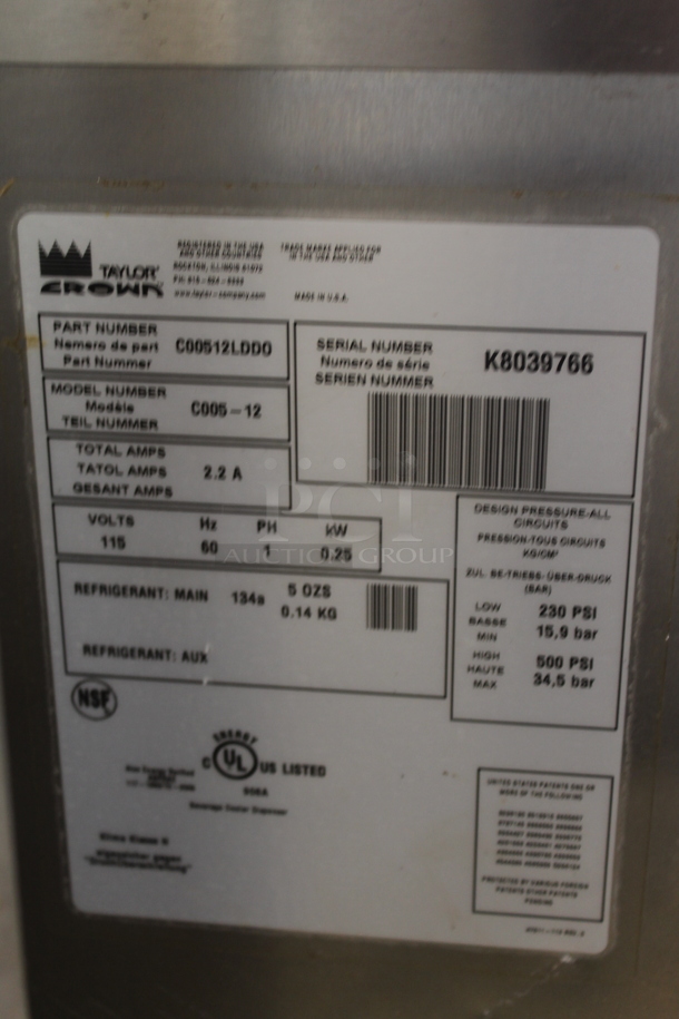 Taylor C005-12 Stainless Steel Commercial Countertop Dairy Dispenser. 120 Volts, 1 Phase. Tested and Powers On But Does Not Get Cold - Image 4 of 5