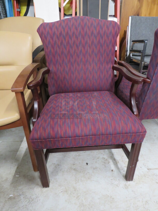 Wooden Arm Chair With Cushioned Seat And Back. 2XBID