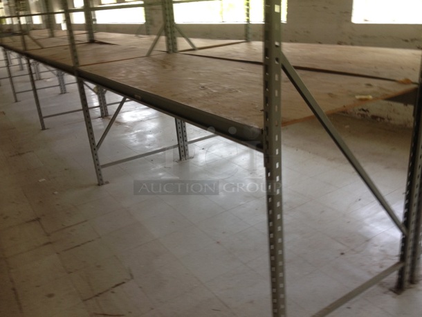 One Mega Lot Of Pallet Racking. 36 Uprights 10ftX3ft, 131 8' Beams, 64 Pieces Of 8X3 Wood, 193 Slates 3' Long. - Image 2 of 4