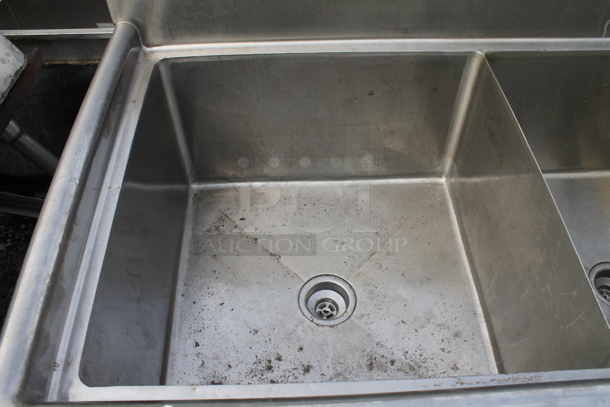 Stainless Steel Commercial 3 Bay Sink w/ 2 Faucets, Handles and Spray Nozzle Attachments. Bays 24x24 - Image 3 of 6