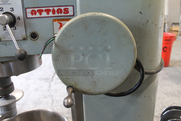 Attias USA 60 Metal Commercial Floor Style 60 Quart Planetary Dough Mixer w/ Stainless Steel Mixing Bowl and Dough Hook Attachment. 220 Volts, 1 Phase. - Image 6 of 11