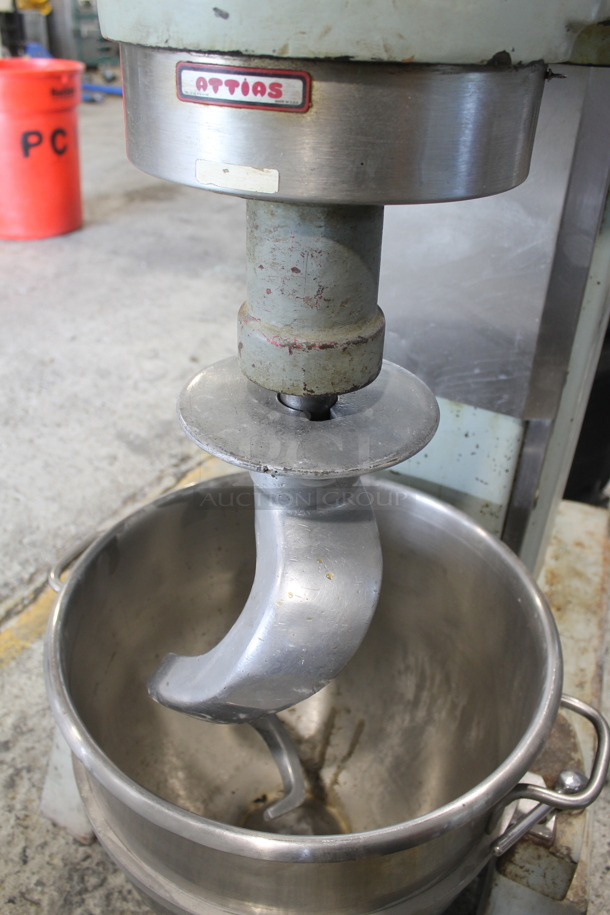Attias USA 60 Metal Commercial Floor Style 60 Quart Planetary Dough Mixer w/ Stainless Steel Mixing Bowl and Dough Hook Attachment. 220 Volts, 1 Phase. - Image 8 of 11