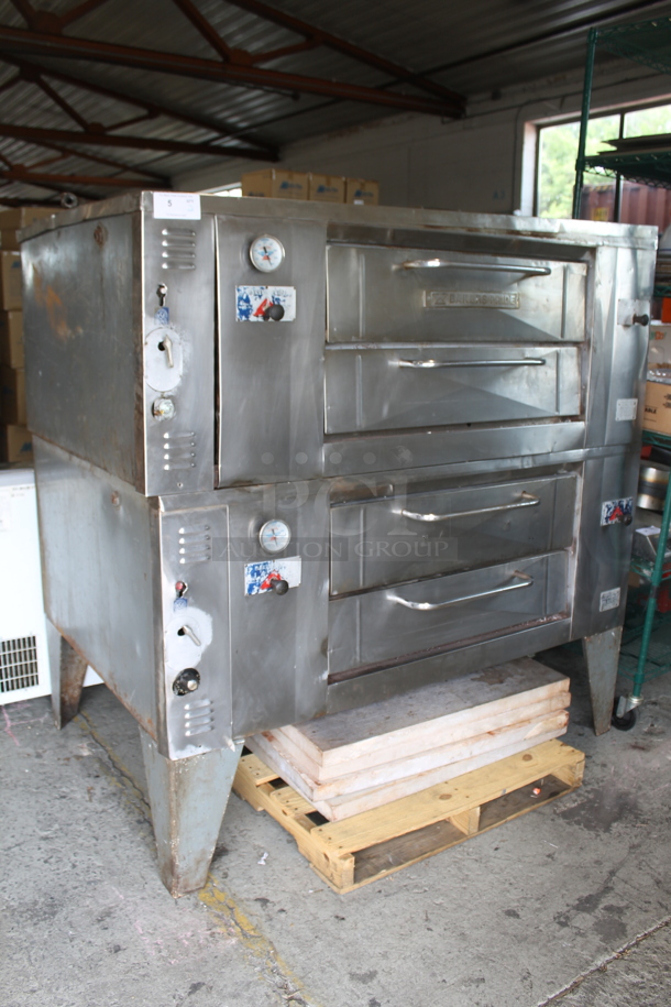 2 Bakers Pride Stainless Steel Commercial Propane Gas Powered Single Deck Pizza Ovens on Legs. Comes w/ Cooking Stones! 2 Times Your Bid! - Image 1 of 12