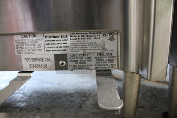 2018 Crathco Model CS-4E/2D/3D-16 Stainless Steel Commercial Countertop 4 Hopper Refrigerated Drink Machine. 120 Volts, 1 Phase. 21x18x28. Tested and Working! - Image 5 of 7