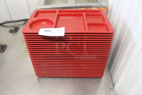 ALL ONE MONEY! Lot of 26 Red Poly Multi Compartment Food Trays.