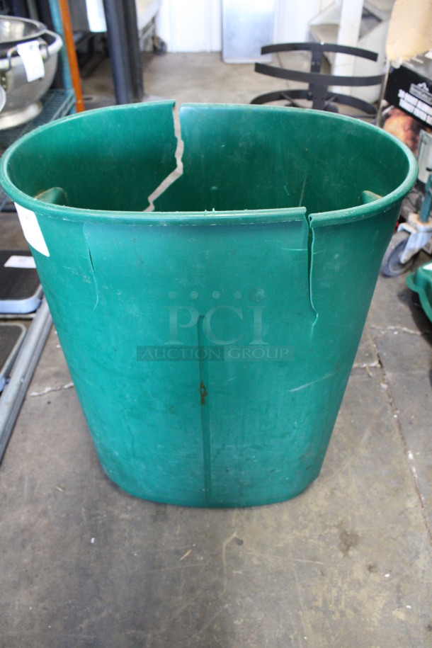 Green Poly Trash Can. See Pictures For Cracks. 18x12x22