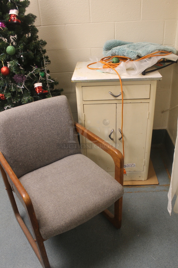 ALL ONE MONEY! Lot of Chair, Extension Cord and Wood Cabinet. - Image 1 of 6