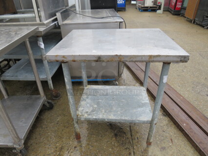 One Stainless Steel Table With Under Shelf. 30X24X34.5