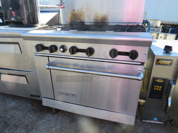One American Range 6 Burner Natural Gas Range With Salamander. Model# AR-6. 36X34X77 - Image 2 of 2