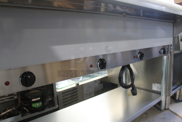 BRAND NEW SCRATCH AND DENT! 2022 KoolMore KM-CWS Stainless Steel Commercial Electric Powered 4 Bay Steam Table w/ Cutting Board and Under Shelf. 120 Volts, 1 Phase. Tested and Working! - Image 5 of 7