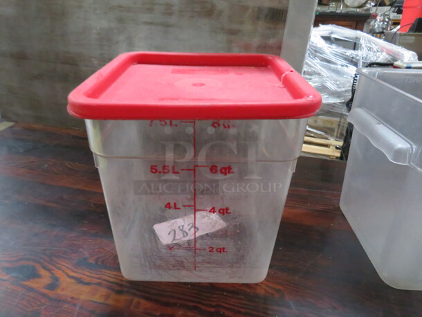 One 8 Quart Food Storage Container With Lid.