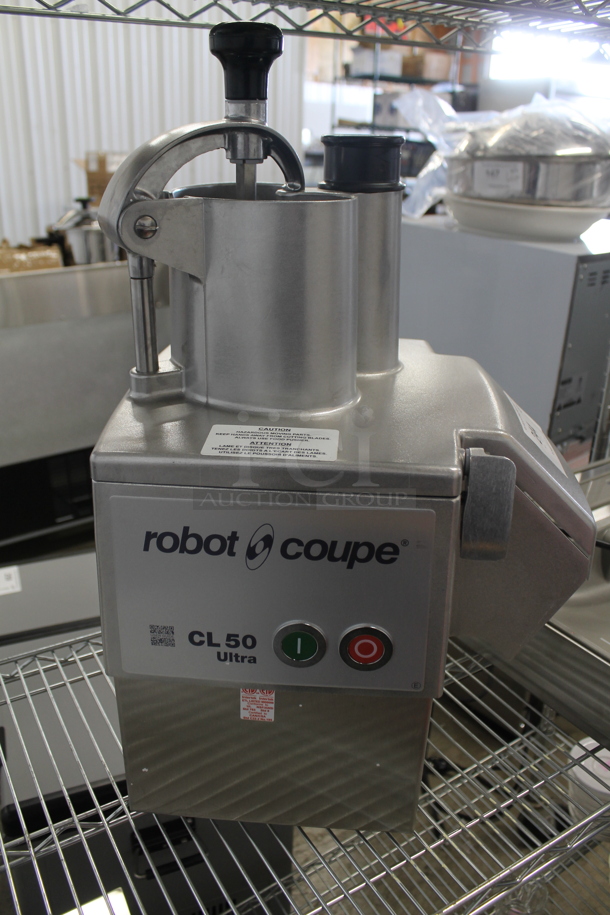 BRAND NEW! Robot Coupe CL 50 U Series E Metal Commercial Countertop Food Processor w/ Blade Cover. 120 Volts, 1 Phase. Tested and Working!