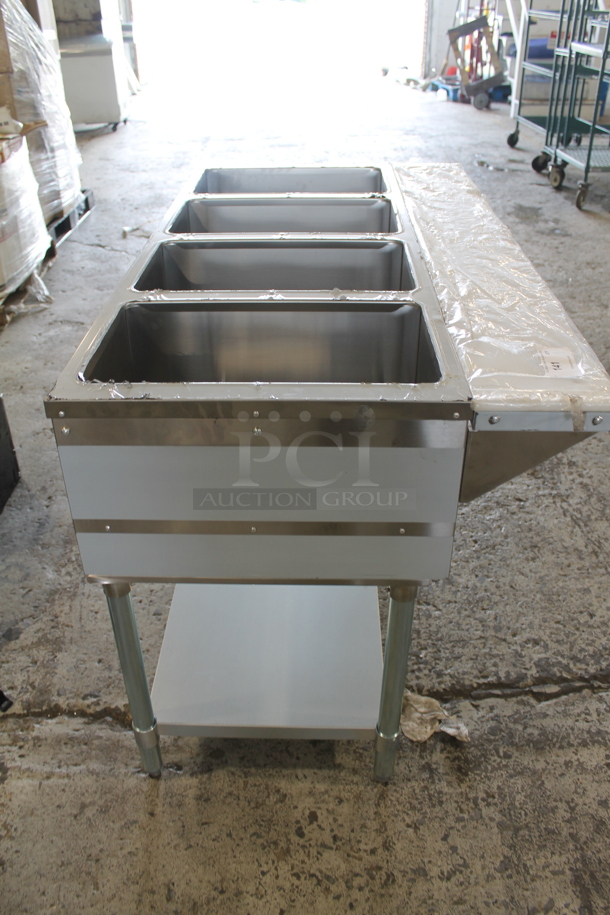 BRAND NEW SCRATCH AND DENT! KoolMore KM-OWS Stainless Steel Commercial Floor Style Electric Powered 4 Bay Steam Table w/ Under Shelf. 120 Volts, 1 Phase. Cannot Test Due To Plug Style - Image 5 of 11